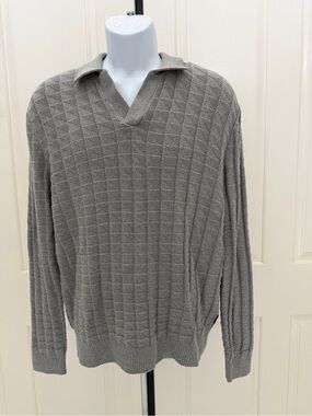 Ben Sherman Gray Collared V-Neck Sweater Sz M